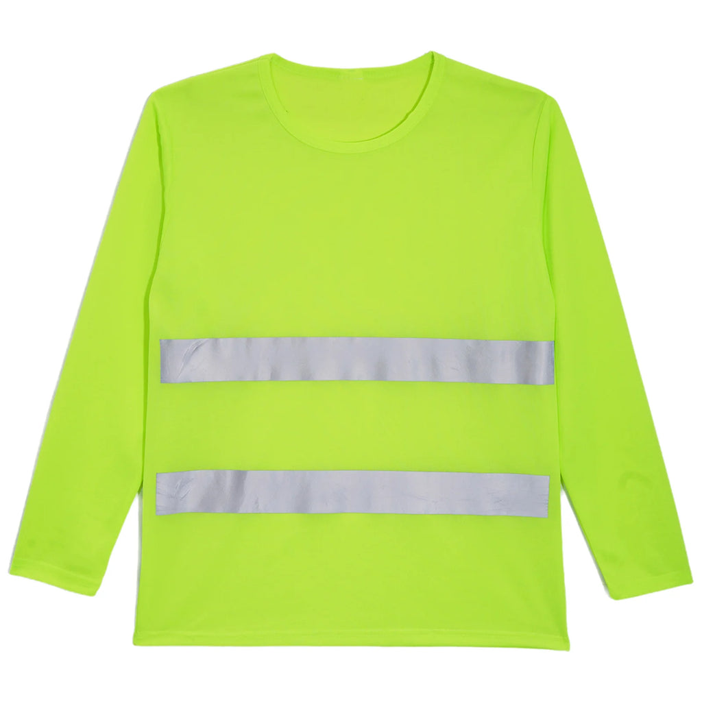 Mens T-shirt Moisture-Wicking Long Sleeves Reflective Safety Top for Volunteer Activities Social Service Cycling Workout Running