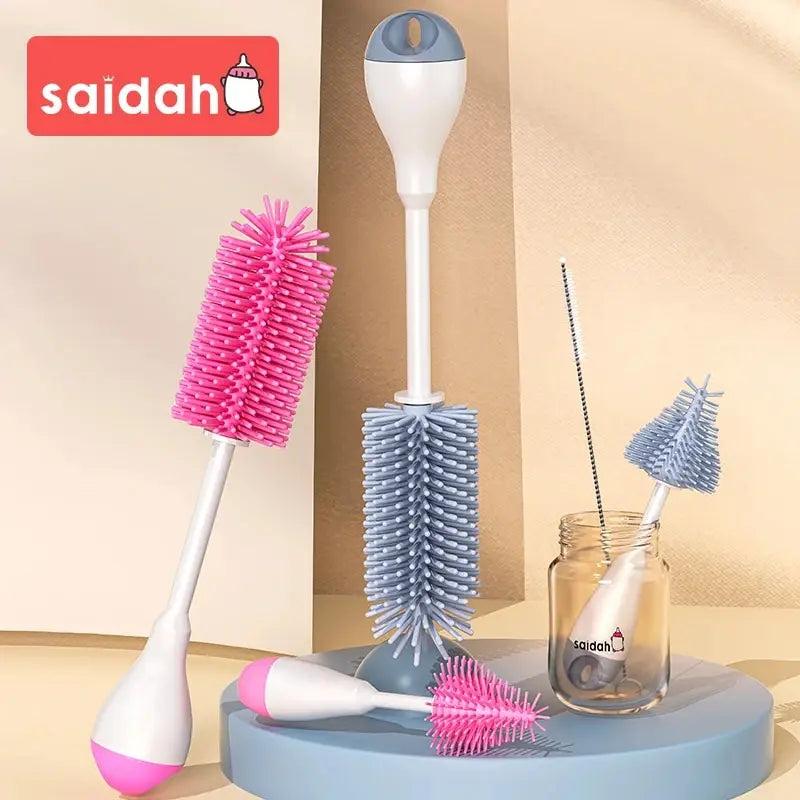360° Silicone Baby Bottle Cleaning Brush Set 3-in-1 – Bottle, Pacifier & Straw Cleaner
