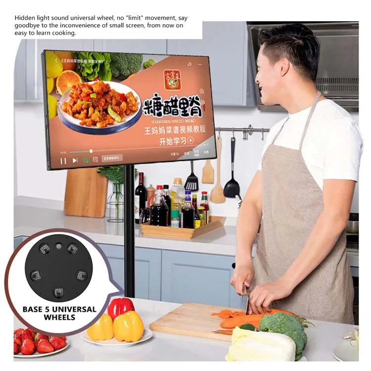 Interactive 21.5 Inch Mobile Tablet Smart Tv Monitor Lcd 1080p Portable Touch Screen Rotating Tv For Fitness Kitchens