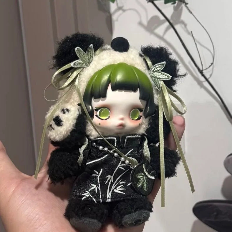 Skullpanda Chinese Style Panda Bear Doll Reusable Clothes Skins Traditional Artistic Design Collectible Plush Toys Hobbies