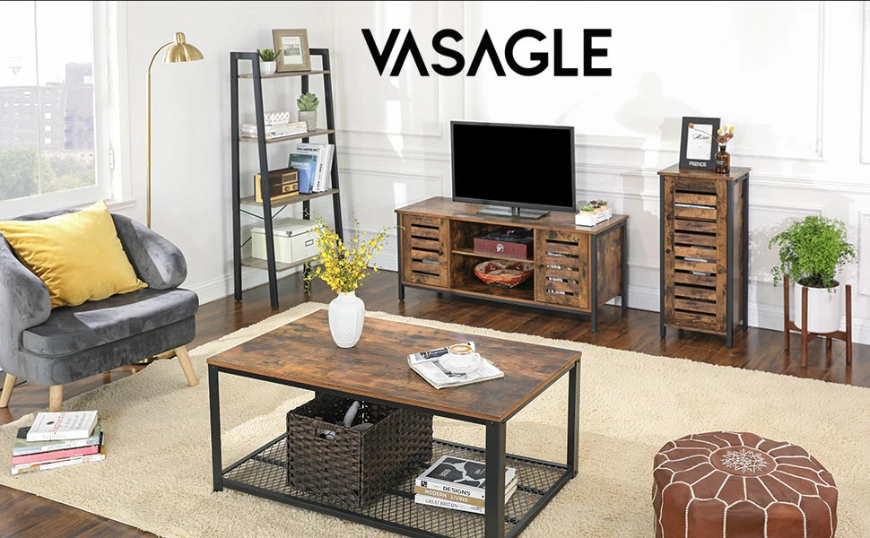 VASAGLE Lowboard TV wardrobe, 2 cabinets and 2 shelf levels, width 110cm