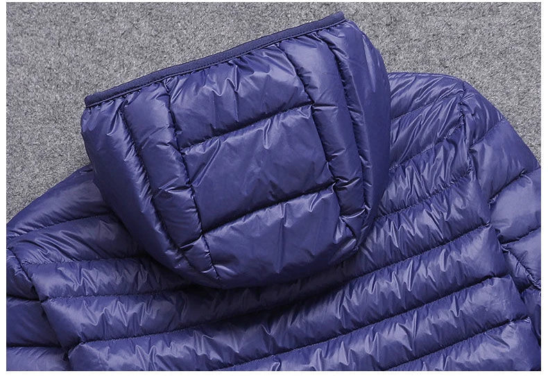 Fashion Brand Ultra Light Duck Down Jacket Mens Korean Streetwear Feather Coat Hooded Down Jacket Warm Men Clothes Spring Autumn
