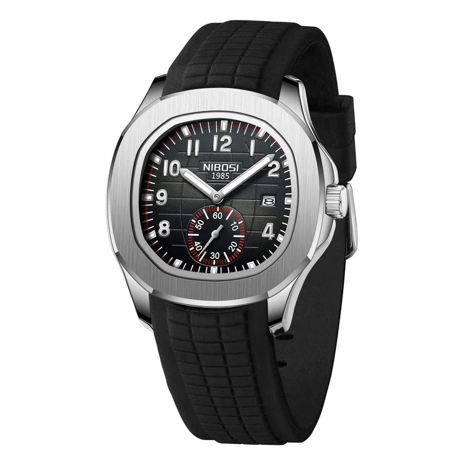 NIBOSI Mens Watches Analog Military Watch with Calendar Black Silicone Strap Waterproof Men’s Wrist Watches Minimalist Designer