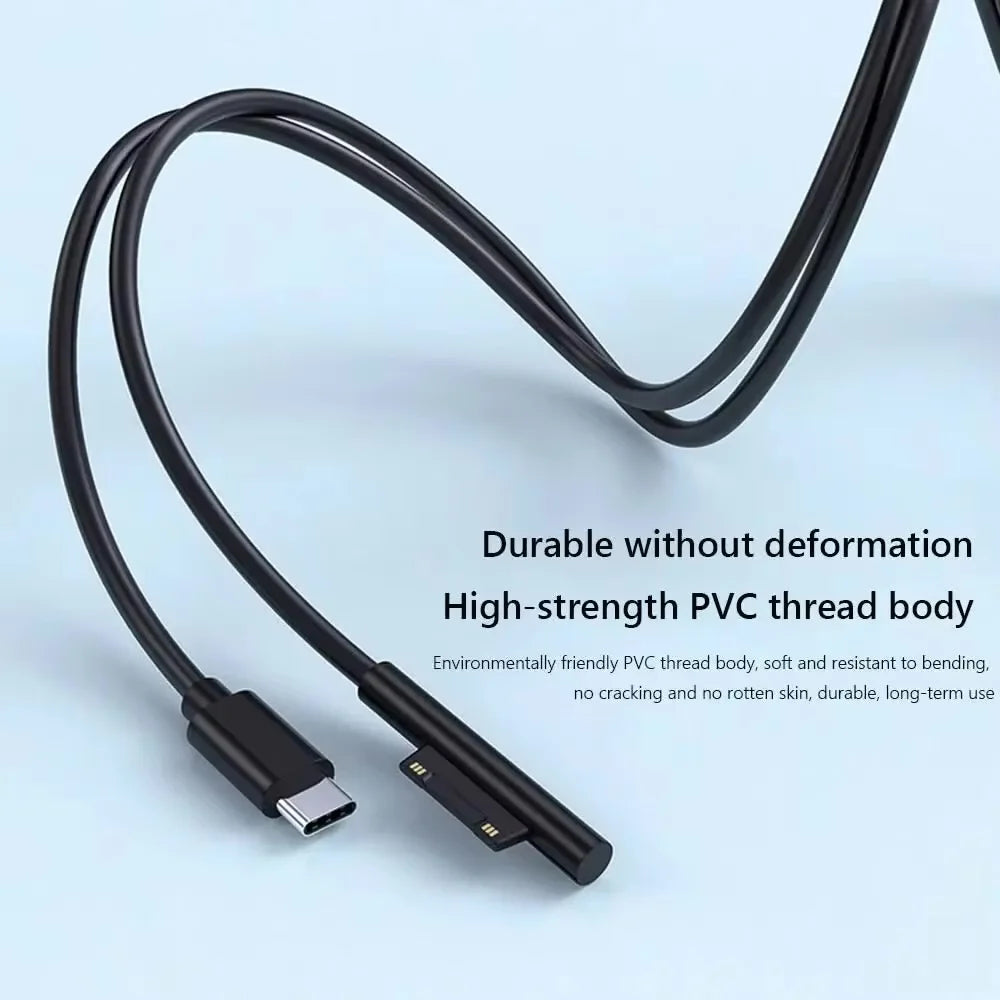 15V 3A Type C Power Supply Charger Adapter USB C PD Charging Cable for Microsoft Surface Pro 8/7/6/5/4/3 Laptop Book 3/2/1 GO