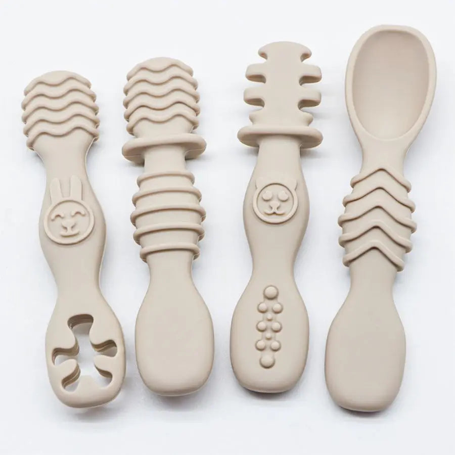 Baby Silicone Training Spoons Set of 4 – Easy-Grip Soft Feeding Spoons for 6+ Months