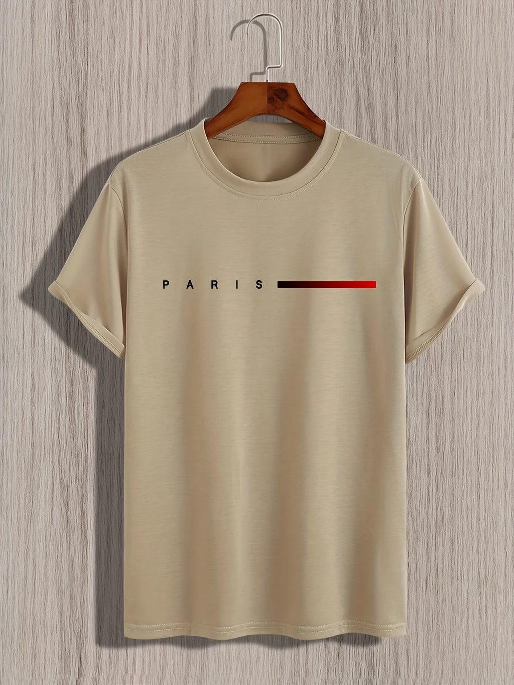 Men's PARIS Letter Print T-Shirt | 100% Cotton Slim Fit Casual Tee