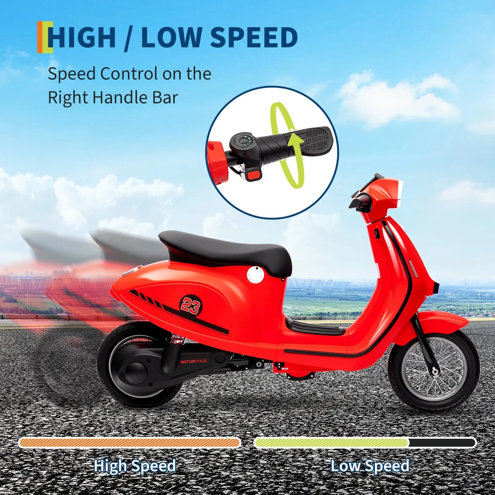 24V 350W Kids Electric Ride-On Motorcycle | Dual Mode Motorbike Toy Ages 8-14