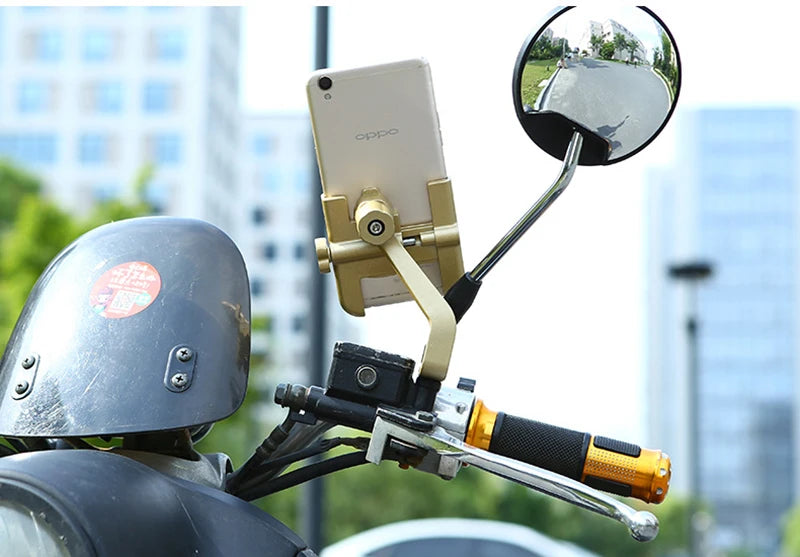 Motorcycle Mobile Phone Holder for iPhone Xiaomi Universal Rearview Mirror Handlebar Holder Bicycle Cycling Aluminum Alloy Stand