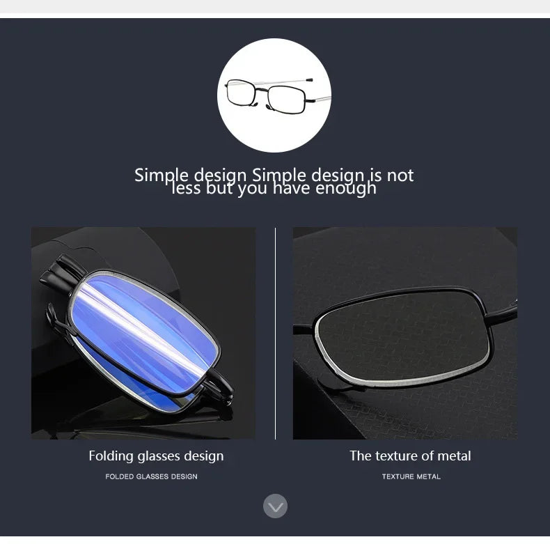 Titanium Alloy Folding Reading Glasses Foldable Presbyopia Men Women Ultra light Eyewear With Case Anti Blue Light 1.0 1.5 2.0