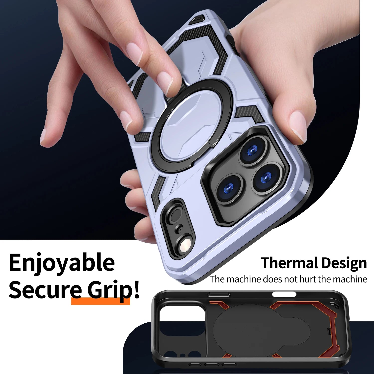 Luxury For Magsafe Wireless Charging Magnetic Armor Case For iPhone 17 Air 16E 16 15 14 13 12 11 Pro Max Plus Ring Stand Cover