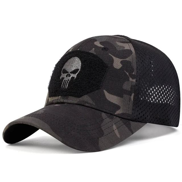 Skull Tactical Airsoft Cap Adjustable Breathable Sun Visor Trucker Hat Mesh Hunting Hiking Snapback Baseball hats gorra