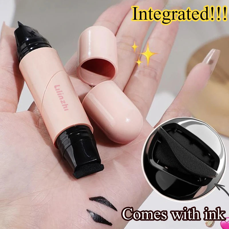 Dual-Head Rotatable Eyeliner Stamp Integrated Waterproof Long Wear Wing Stencil DIY Liquid Eye Liner Pen Fast Drying Makeup