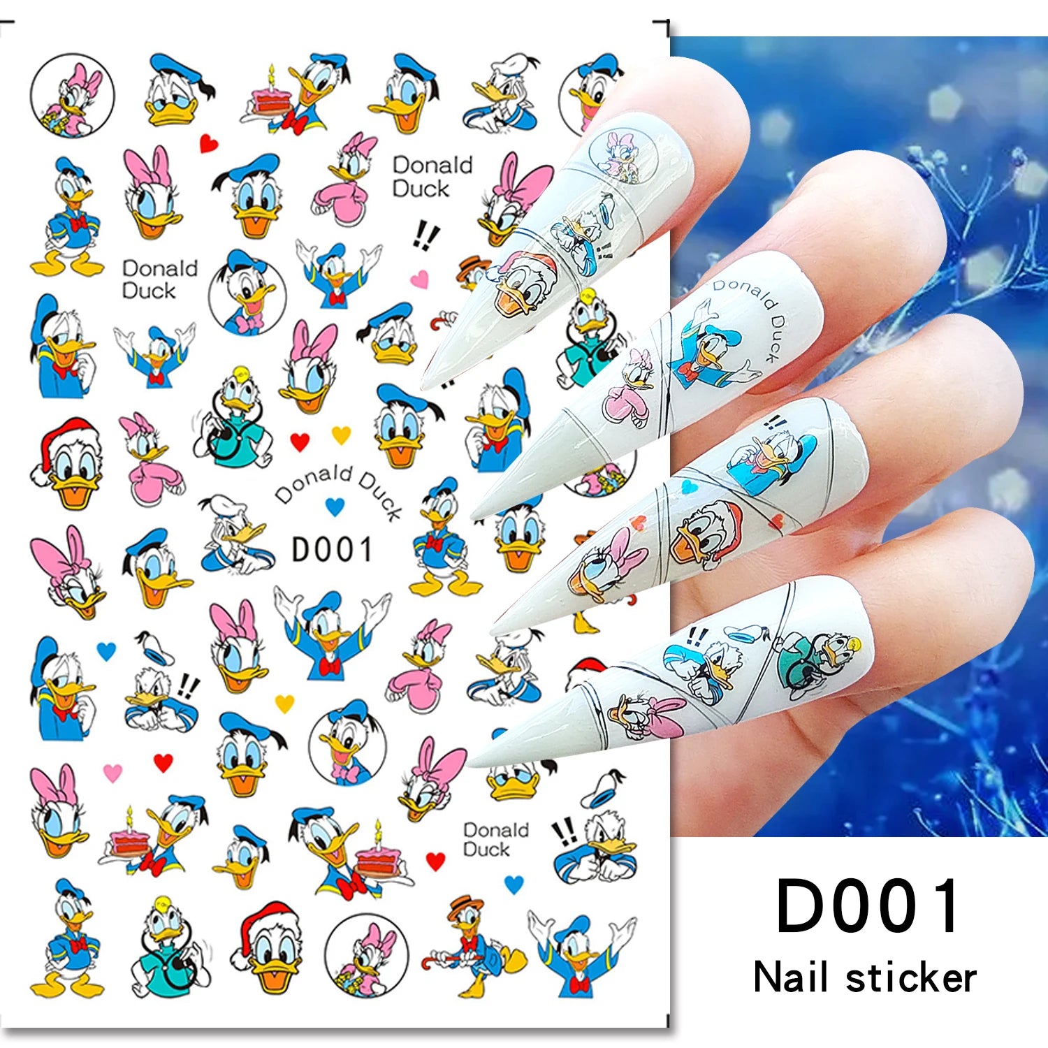 Disney Cartoon Adhesive Nail Stickers Nail Decorative Decals Nail Sliders Stitch Mickey 3D Stickers Press on Nails
