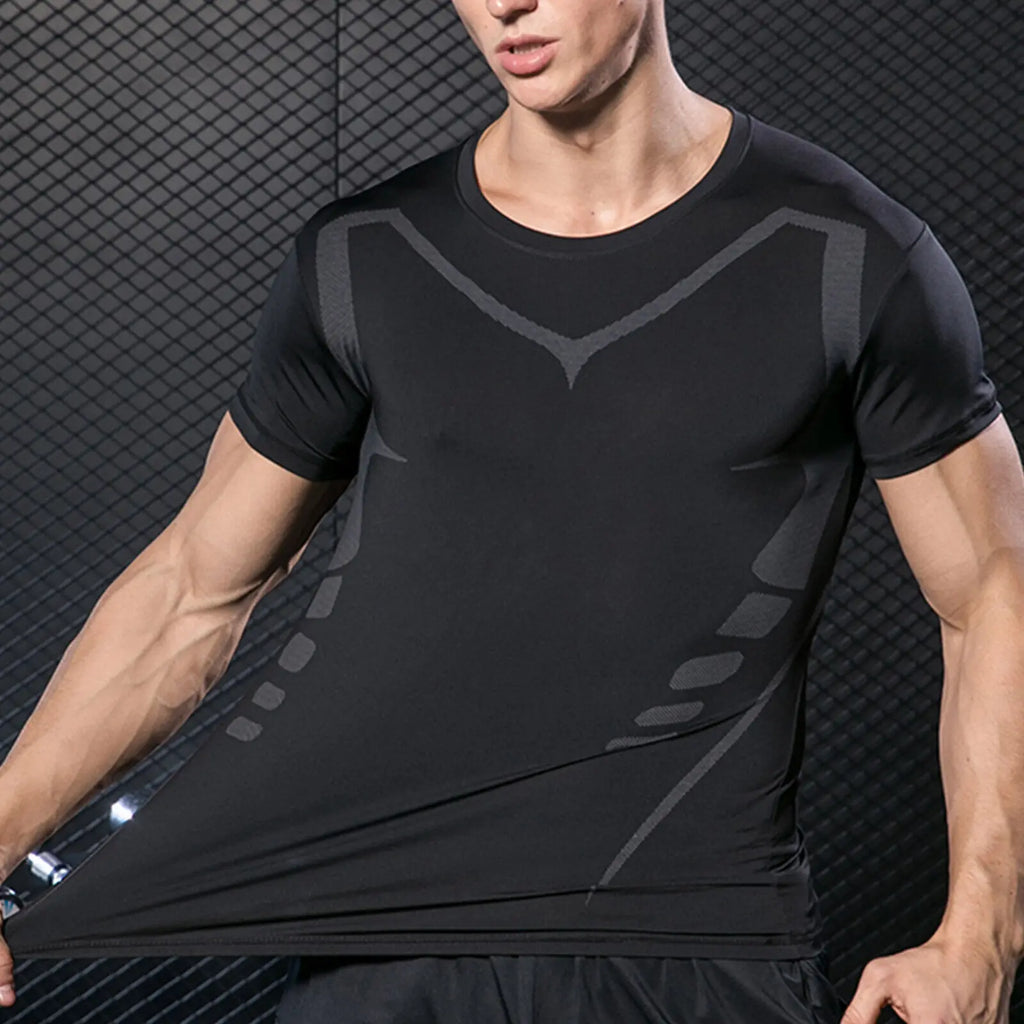Men's Running Compression Shirts Short Sleeve Sport Gym Tees Fitness Quick Dry Sweatshirt Jogging Tracksuit Athletic Shirt Tops