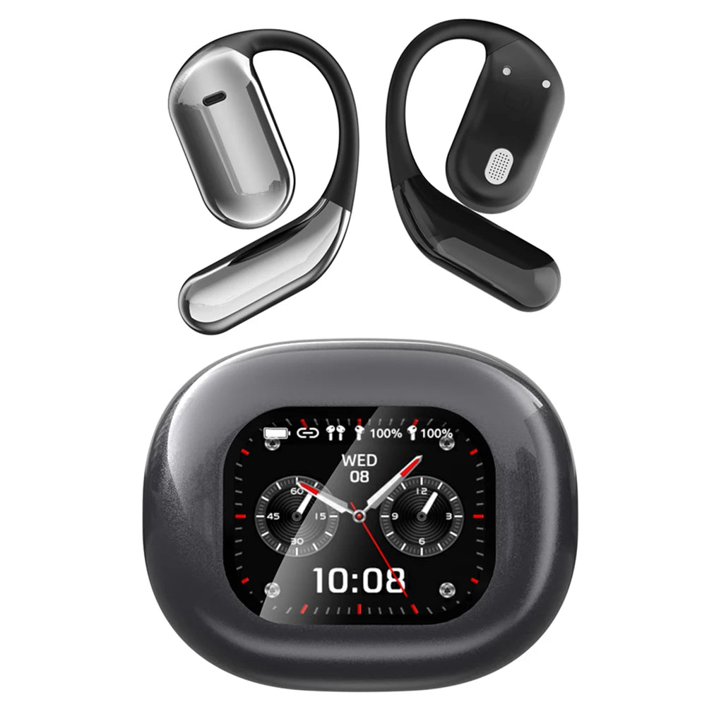 AI Translation Earphones Bluetooth-Compatible 5.4 Real Time Translator Earbuds Waterproof Touch Screen Open Ear Headphones