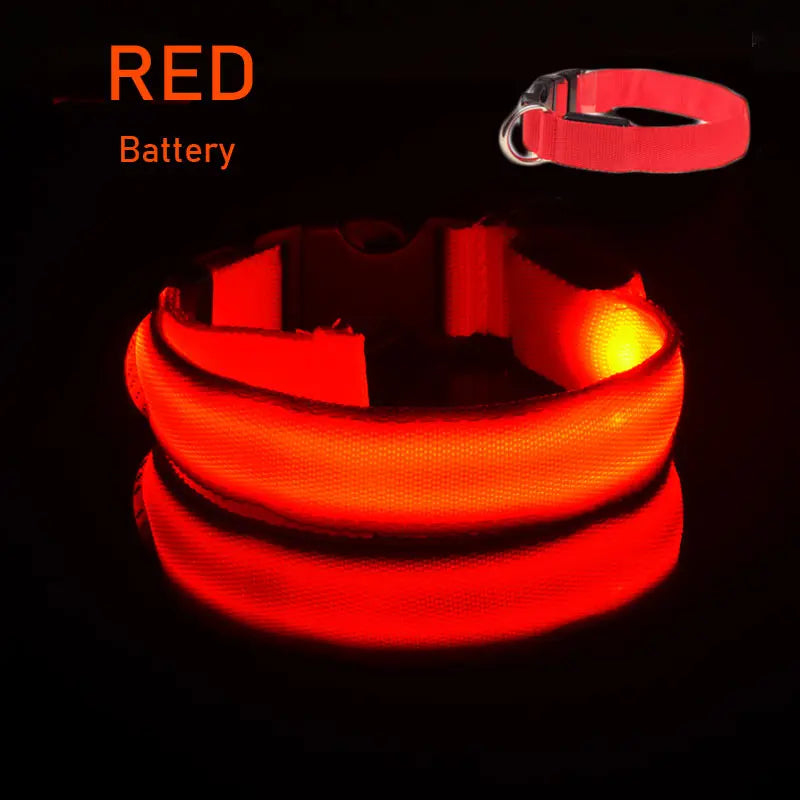 LED Dog Collar Light Big Cat Pet Small Charm Dark Night Safety Light-up Flashing USB Charge Anti Lost Nylon For Chihuahua Leash