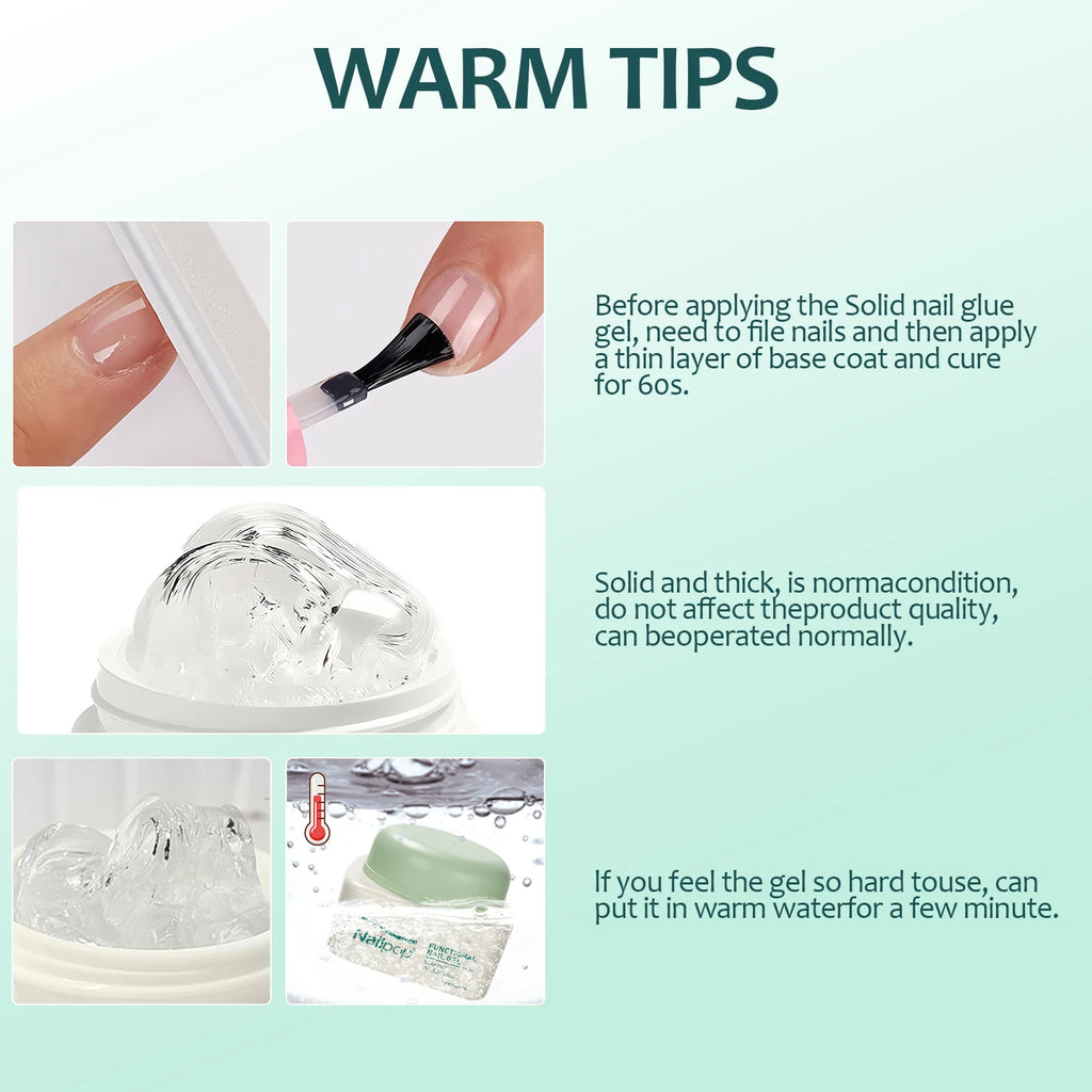 Nailpop Solid Nail Gel Adhesive For Press-On Nails Ultra Strong Adhesion Clear False Nail Gel Soak UV Extension Nail Gel 20g