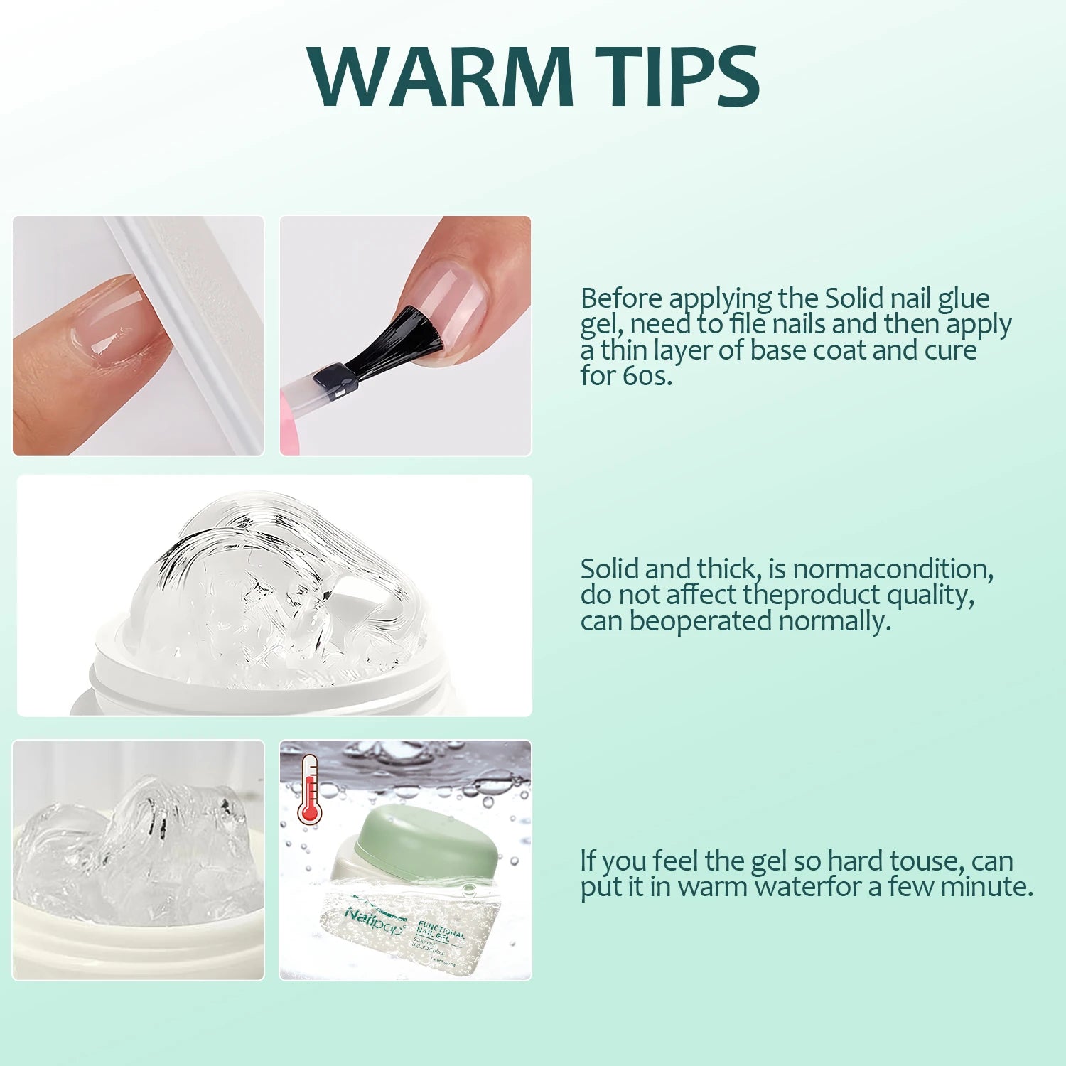 Nailpop Solid Nail Gel Adhesive For Press-On Nails Ultra Strong Adhesion Clear False Nail Gel Soak UV Extension Nail Gel 20g