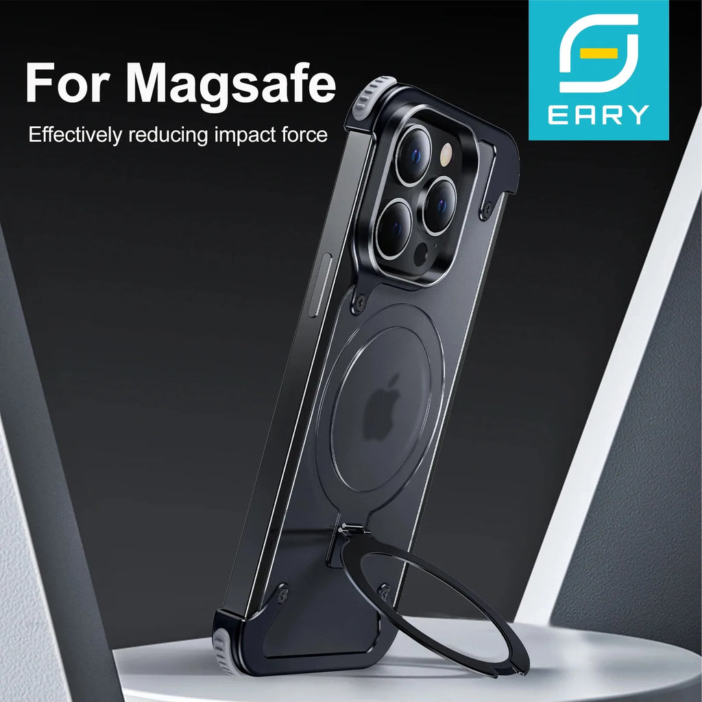 Eary for iPhone 13 Pro Phone Case with Magsafe Ring Kickstand Frameless Minimalist Bumper Shockproof Protector Phone Cover Shell