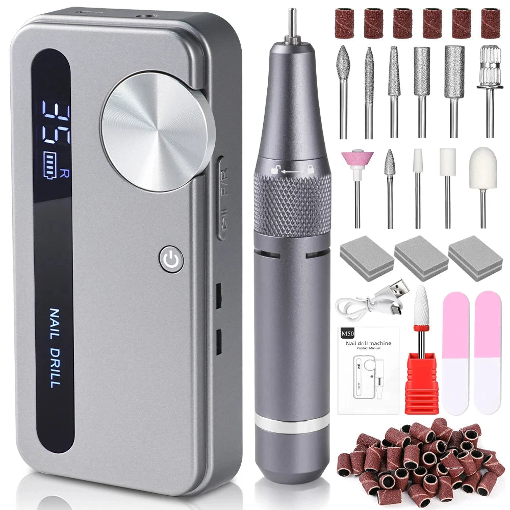 35000RPM Electric Nail Polisher - Professional Gel Nails Care, Rechargeable Portable Nail File Manicure Tool