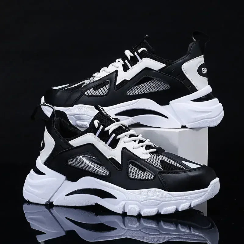Men's Casual Sports Shoes 2023 New Men Platform Breathable Running Shoes Trendy Leather Stitching Mesh Men Nude Shoes ÐºÑ€Ð¾ÑÑÐ¾Ð²ÐºÐ¸