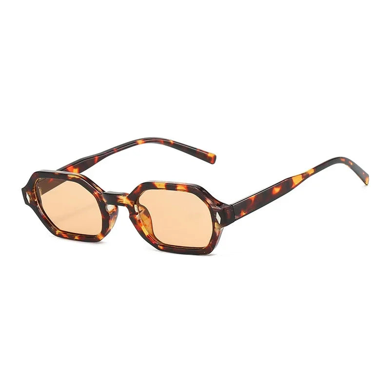 JNPCXI New Retro Small Polygon Rectangle Sunglasses Women Shades UV400 Fashion Blue Gradient Lens Men Retro Rivets Frame