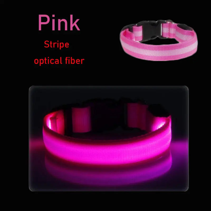 LED Dog Collar Light Big Cat Pet Small Charm Dark Night Safety Light-up Flashing USB Charge Anti Lost Nylon For Chihuahua Leash