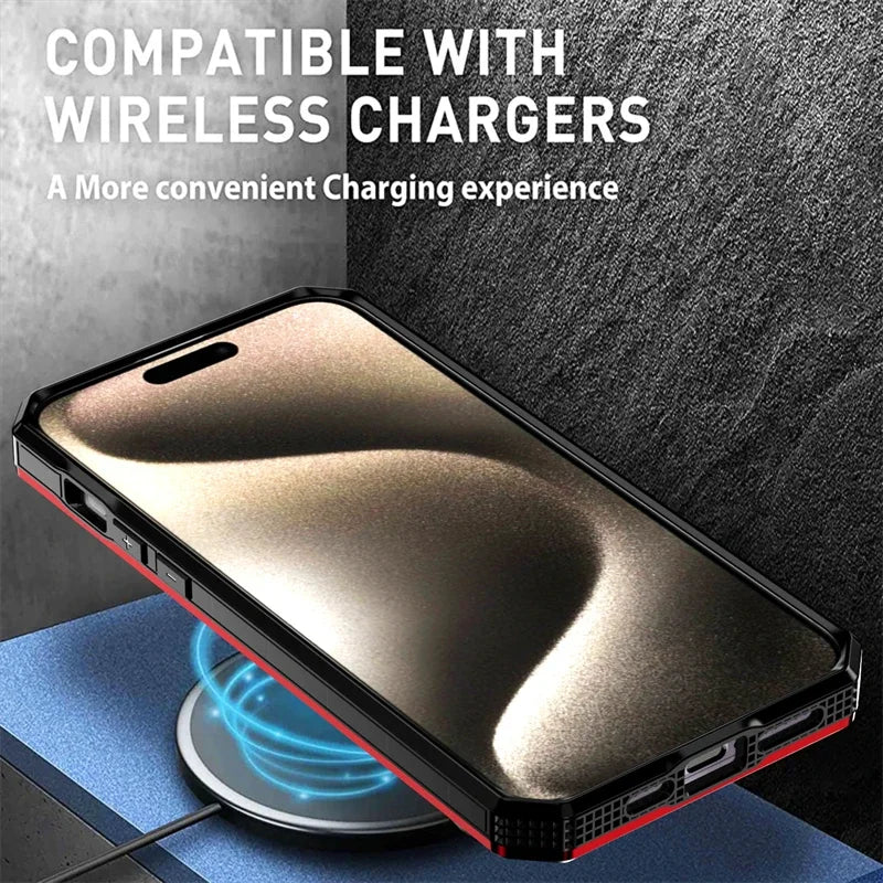 Luxury 360 ° Rotating Metal Ring Bracket Armor Magnetic Suction Protective Case for iPhone 16 15 14 13 12 11 Pro Max Plus case