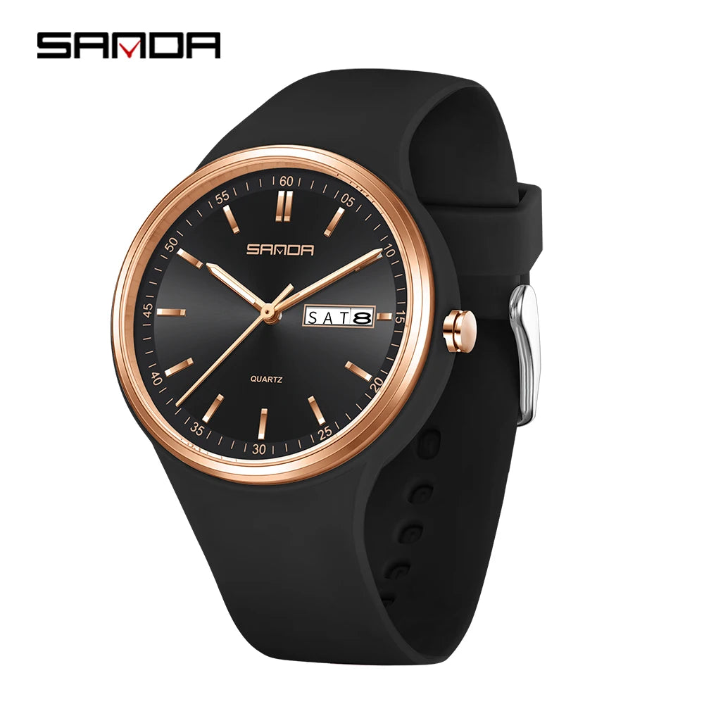 SANDA Top 6213 Male and Female Student Watches Casual Simple Dual Calendar Fashion Male and Female Student Quartz Watches 2025