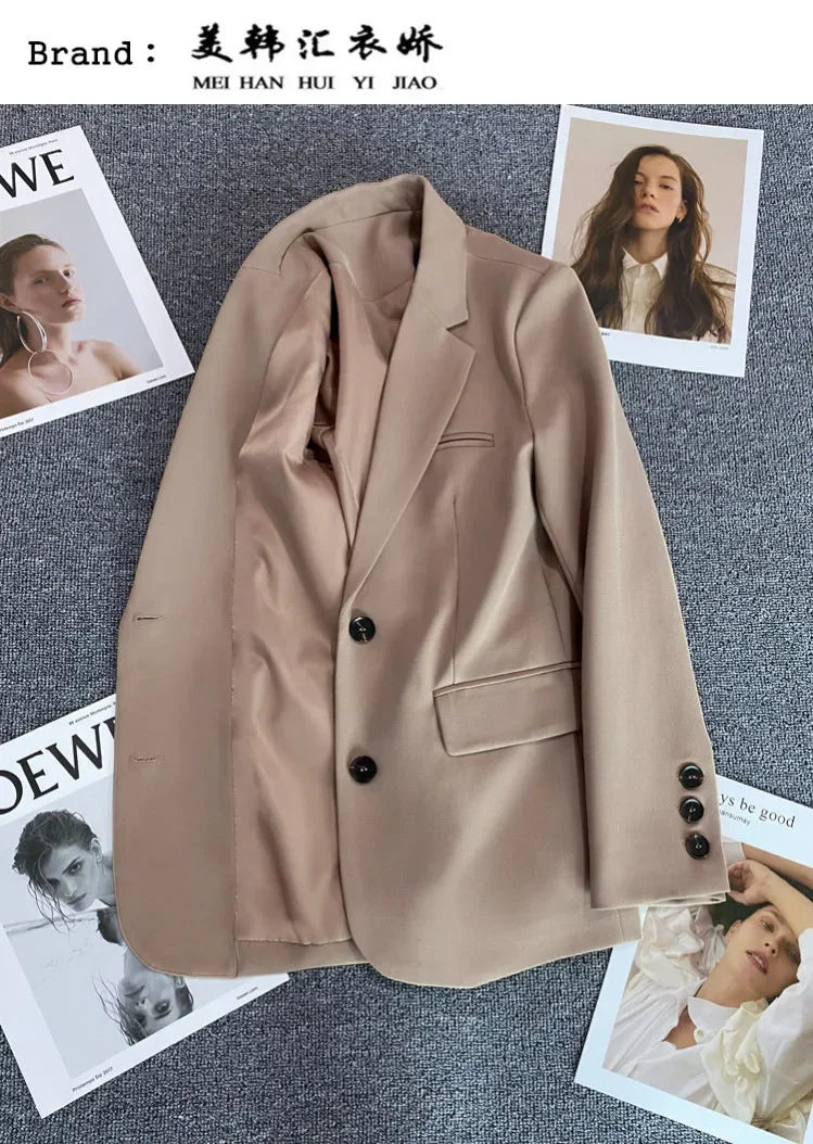 Elegant Office Lady Blazers for Women 2025 Fashion Long Sleeve Single Button Blazer Coats Female Top Suit Jackets Outerwears