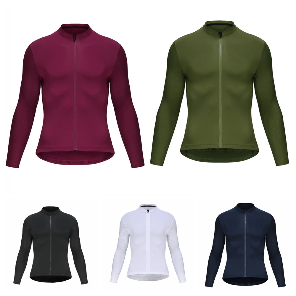 Rsantce 2024 Spring Summer Men Cycling Jersey Long Sleeve Tops MTB Bike Breathable Quick Dry Shirt Bicycle Clothing
