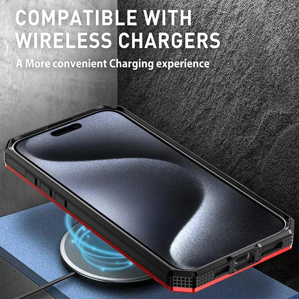 Luxury 360 ° Rotating Metal Ring Bracket Armor Magnetic Suction Protective Case for iPhone 16 15 14 13 12 11 Pro Max Plus case