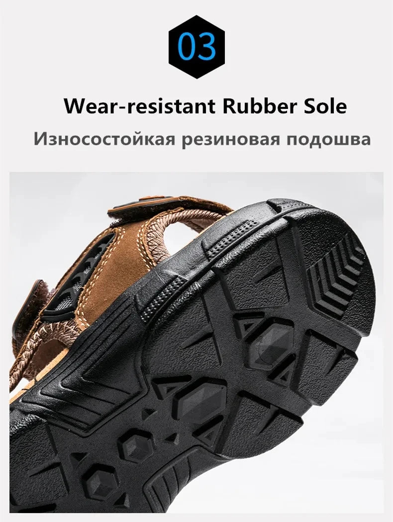 Hot Sale Summer Men's Sandals Outdoor Non-slip Men's Beach Sandals Handmade Genuine Leather Men's Shoes Fashion Men Sneakers