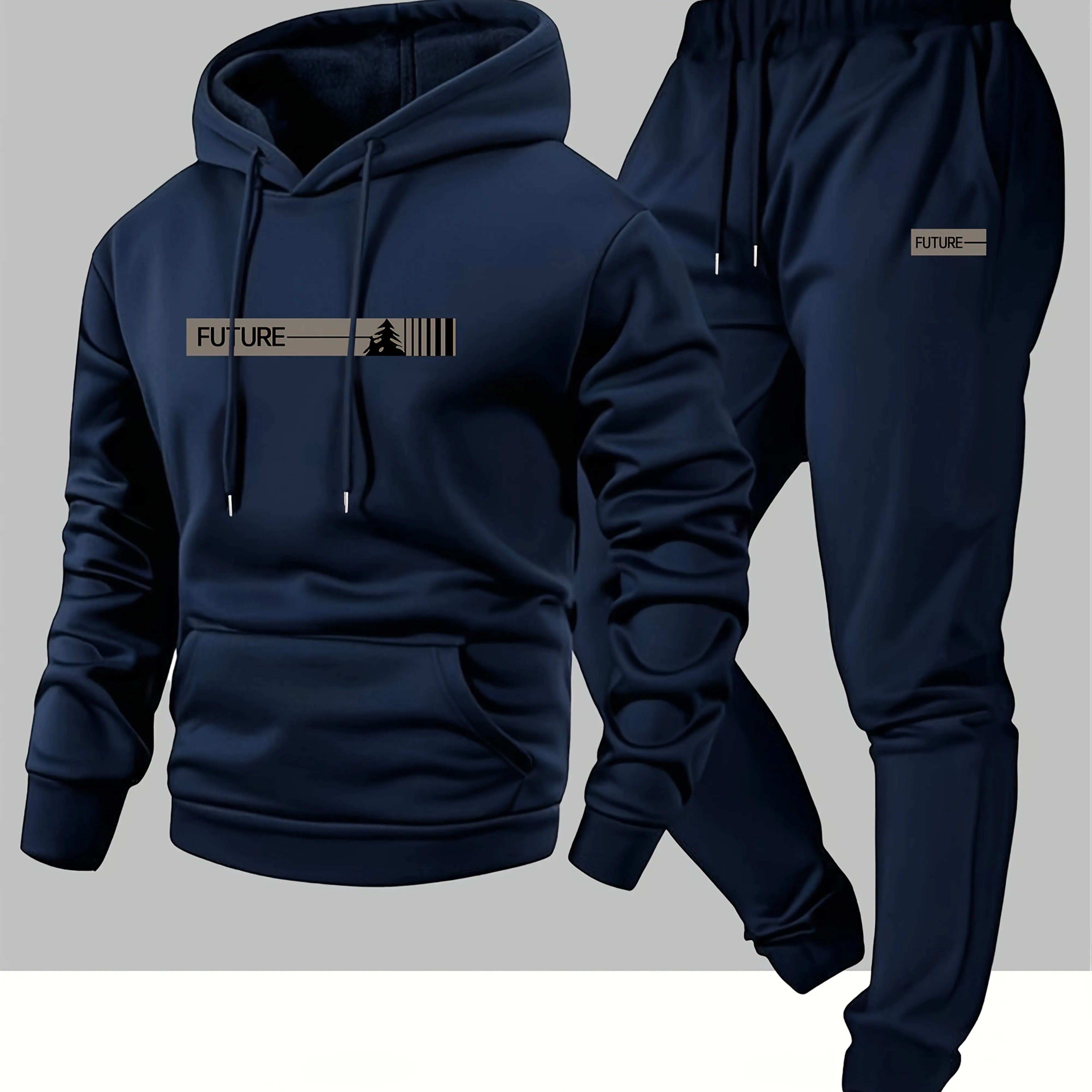 The 2026 new men's two-piece casual long-sleeved hooded sports shirt and sports pants set is suitable for wearing in autumn