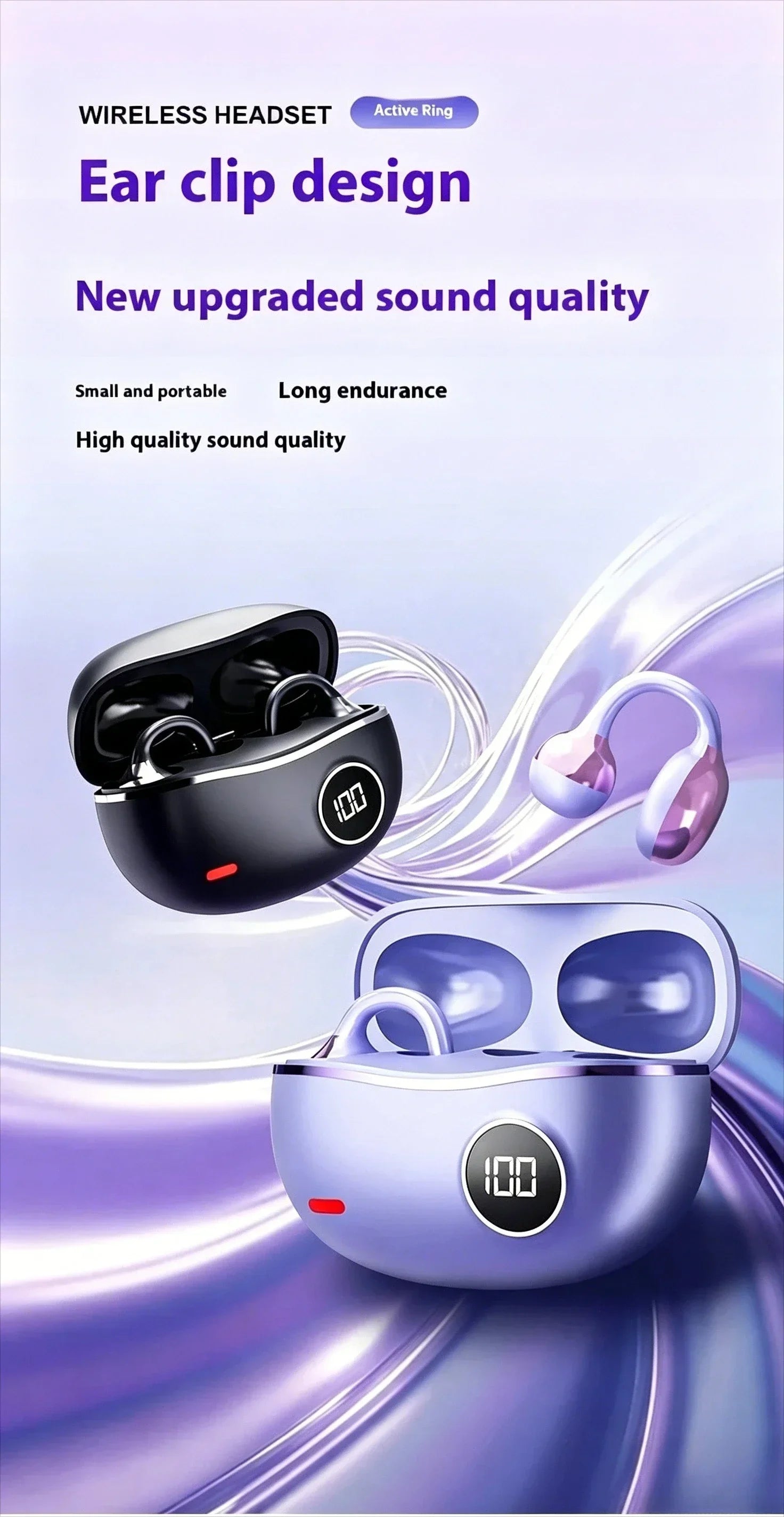 Bluetooth 5.4 Wireless Earphones with Digital Display Dolby-Quality Hi-Fi Audio Dynamic Sound Range and Integrated Call Mic