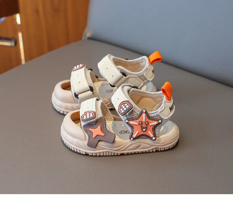 Children Summer Beach Sandals 2026 Super Cool Boys Artifical Leather Breathable Comfortable Flat Sandals Baby Soft Shoes H03272