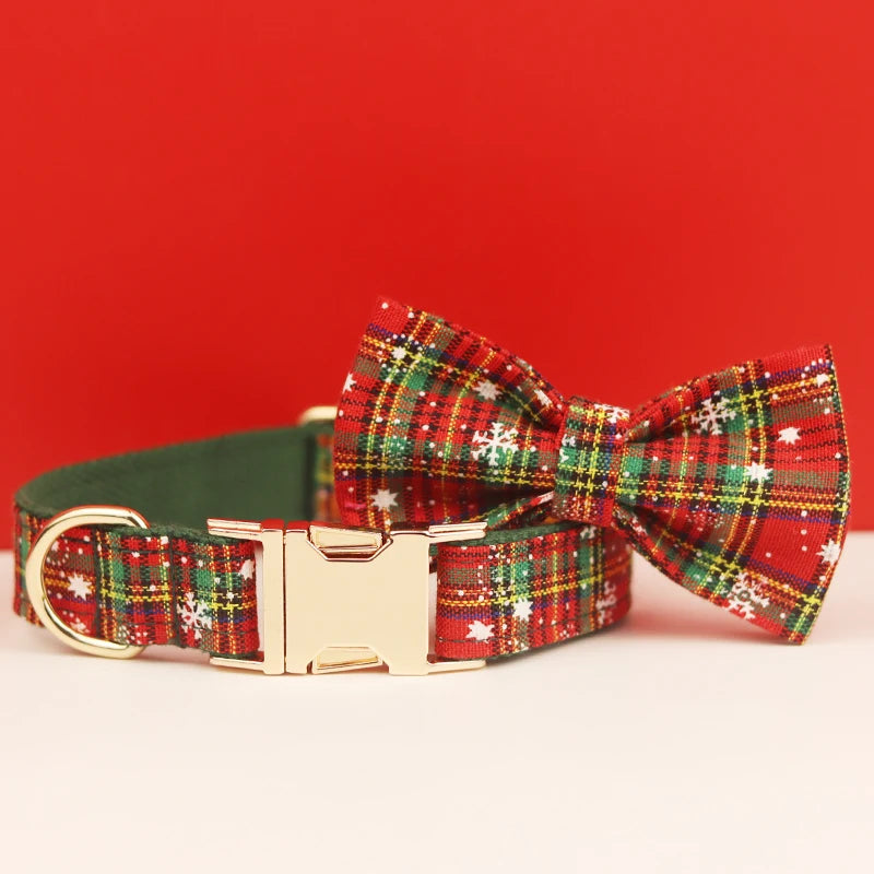 Pet dog collar Handmade knitted necklace Pet dog supplies Woven accessories Autumn Winter Christmas set