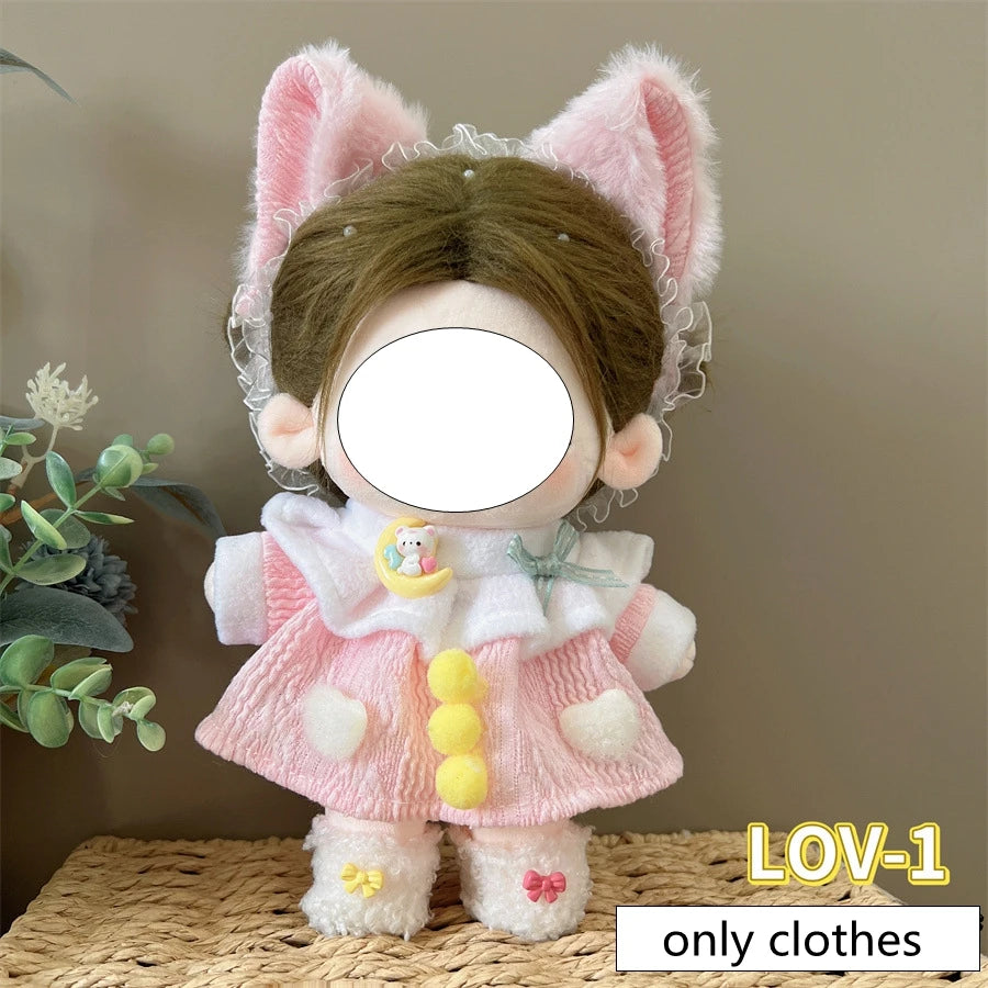 20cm Cotton Doll Clothes Cute Dress Lolita Vintage Doll Clothes for Plush Doll Idol Dolls For Cotton Stuffed Dolls  Accessories