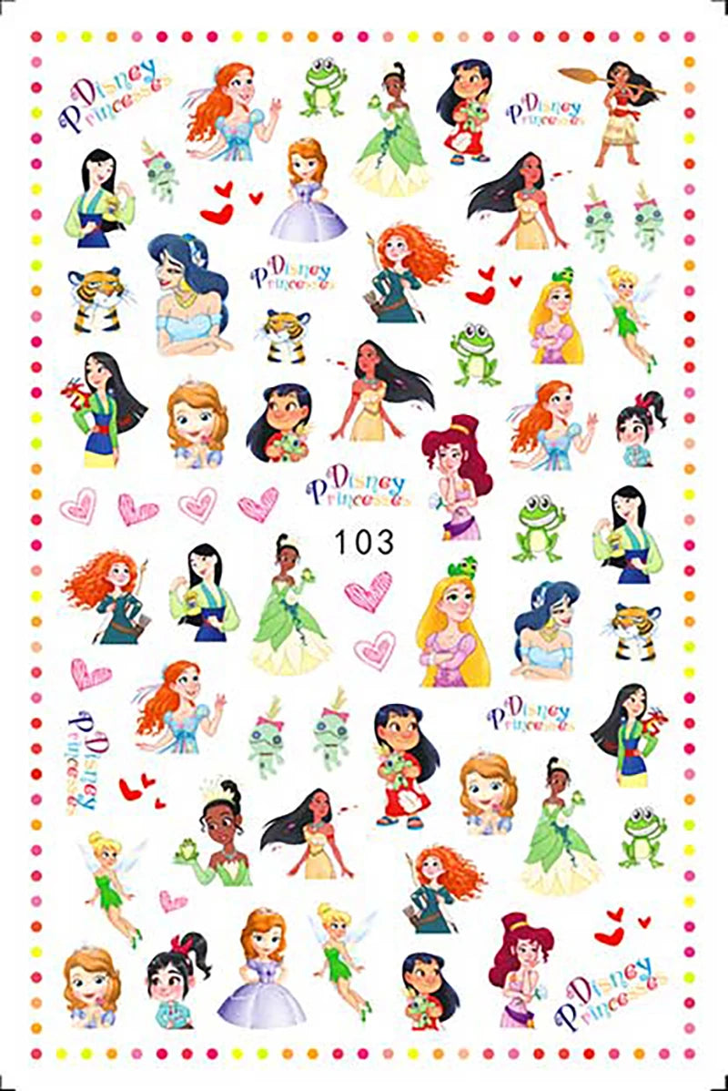 Disney Cartoon Adhesive Nail Stickers Nail Decorative Decals Nail Sliders Stitch Mickey 3D Stickers Press on Nails