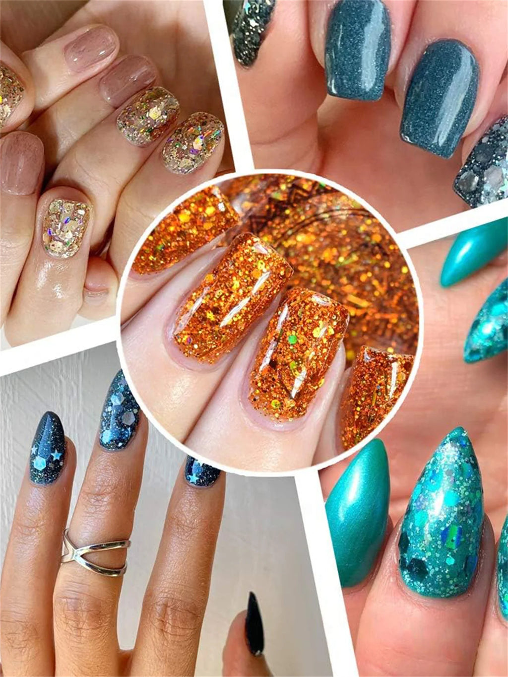 32 Pots Chunky Holographic Glitter,  Reflective Body Glitter for Eyes Face Cheek Hair Nails Lips, Festival Cosmetic Glitter Spar