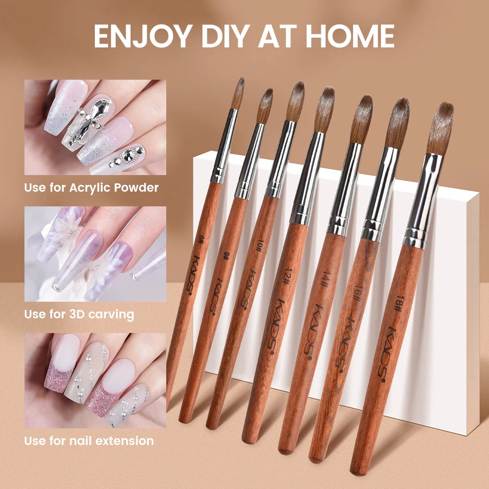 Pincel Profesional para Uñas Acrílicas KADS – Kolinsky Sable UV Gel