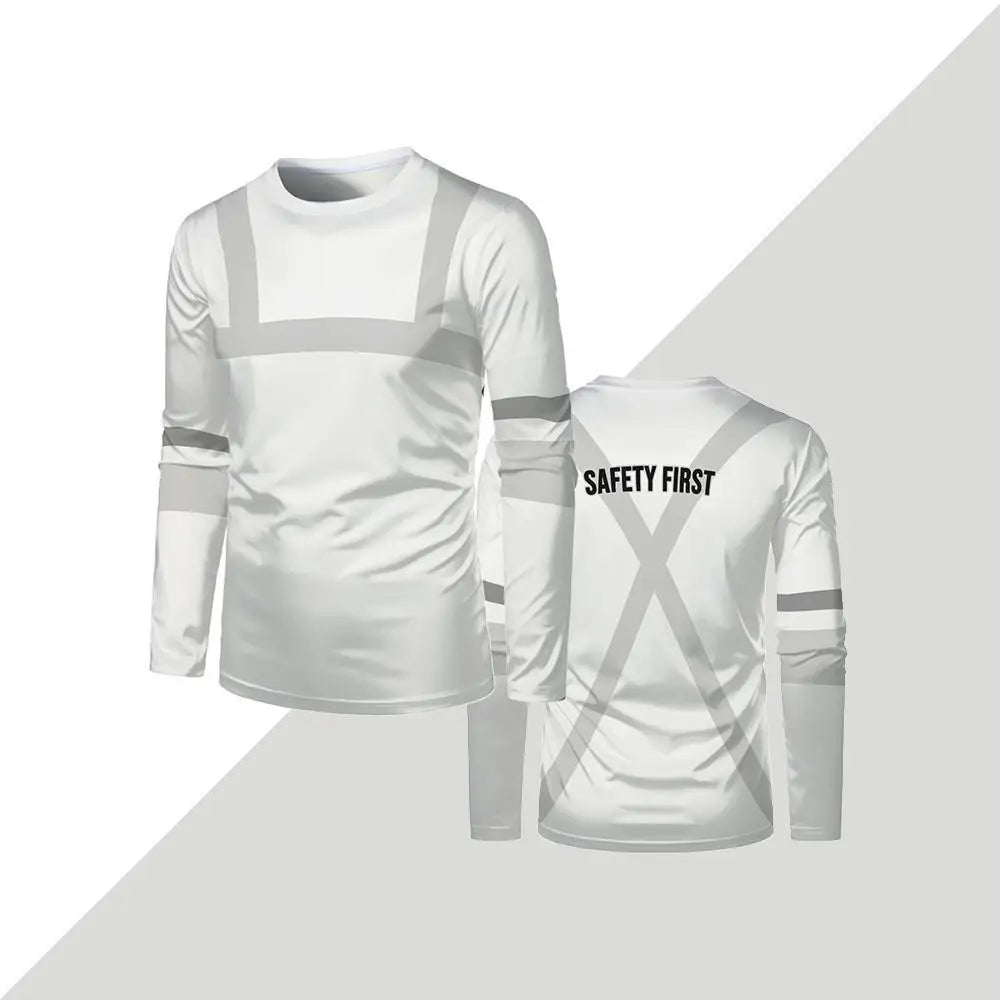 High-quality Safety Workwear Outdoor Worker Safety-first Printed Long-sleeved T-shirt Autumn Men's Loose Round Neck Work Shirt