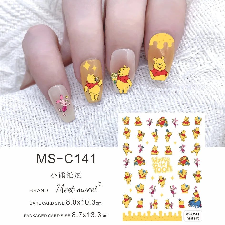 Disney Cartoon Adhesive Nail Stickers Nail Decorative Decals Nail Sliders Stitch Mickey 3D Stickers Press on Nails