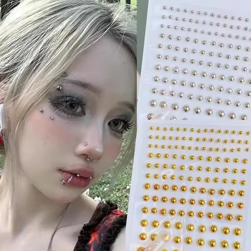 180pcs Metal Fake Nose Ring Stickers Non Piercied Lip Nails Ear Stud for Women Men Pack Fake Eyebrow Lip Piercing Body Jewelry