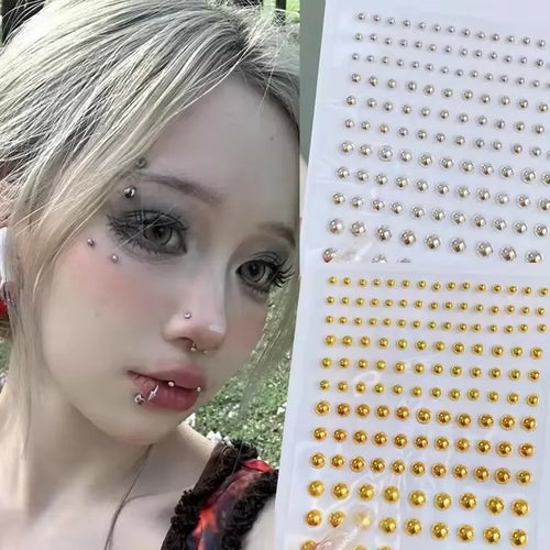 180pcs Metal Fake Nose Ring Stickers Non Piercied Lip Nails Ear Stud for Women Men Pack Fake Eyebrow Lip Piercing Body Jewelry
