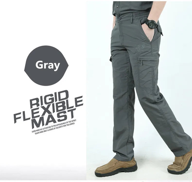 Tactical Waterproof Cargo Pants Men Summer Quick Dry Long Trousers Male Outdoor Sport Trekking Camping Fishing Pants Size M-4XL