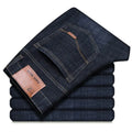 New Men Light Luxury Stretch Slim Fit Pants Comfortable Soft Business Fashion Straight Casual Denim Trousers Male Brand Clothing