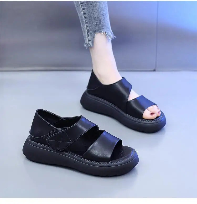 New 2025 Women's Beach Sandals Thick Bottom Roman Shoes comfortable soft sole versatile casual small fresh sandals fashion