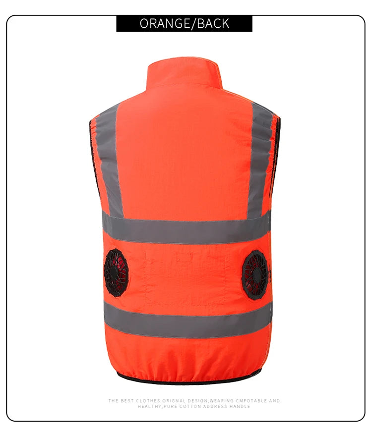 Summer Cooling Labor Protection Clothing, Breathable and Ventilated Fan Suit, Sanitation Reflective Vest, Heatstroke Prevention