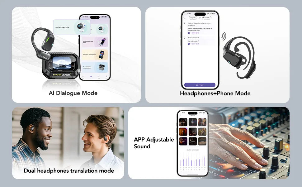 XP6 Bluetooth headset with AI translation 165 languages Long battery life Non-in-ear sports game headset